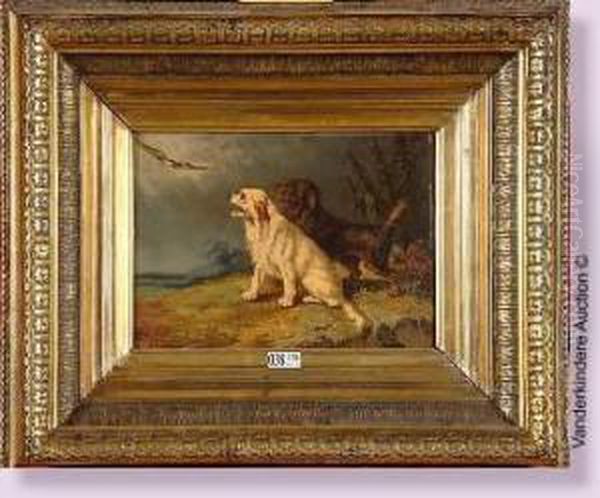 Deux Chiens Guettant Un Oiseau Oil Painting by Vincent de Vos