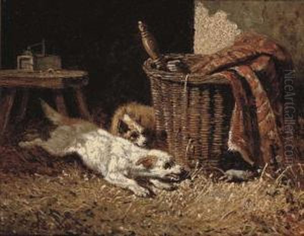 A Chase In The Barn Oil Painting by Vincent de Vos