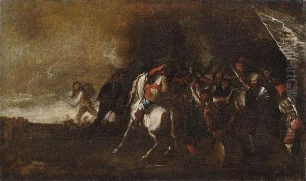 Battle Scene With Cavalry And Infantry Oil Painting by Cornelis de Wael