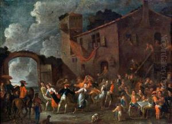 Tanz Der Landleute Im Freien Oil Painting by Cornelis de Wael