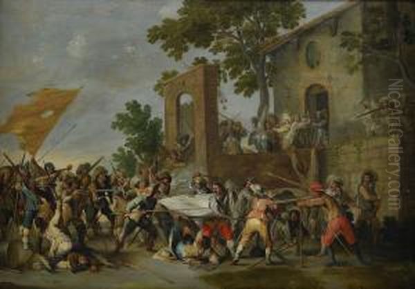 Bataljscen Oil Painting by Cornelis de Wael