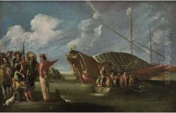 Marina Con Galea Pontificia Oil Painting by Cornelis de Wael