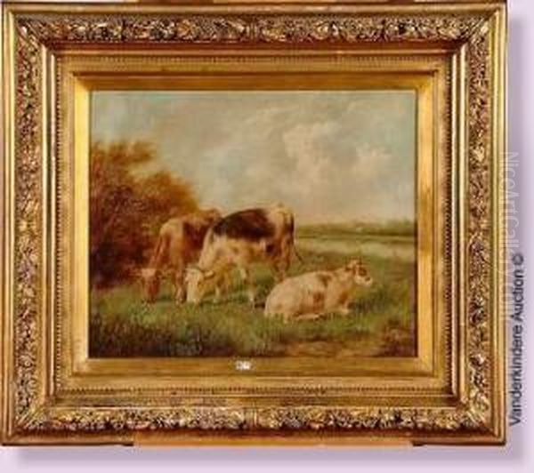 Vaches Au Pre Oil Painting by Arthur De Waerhert