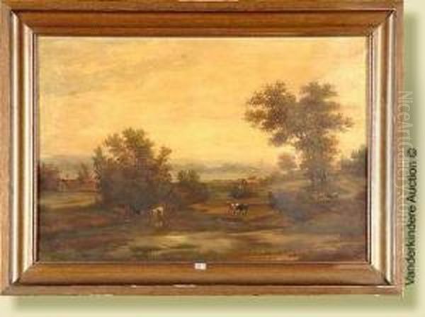 Paysage Aux Vaches Oil Painting by Arthur De Waerhert