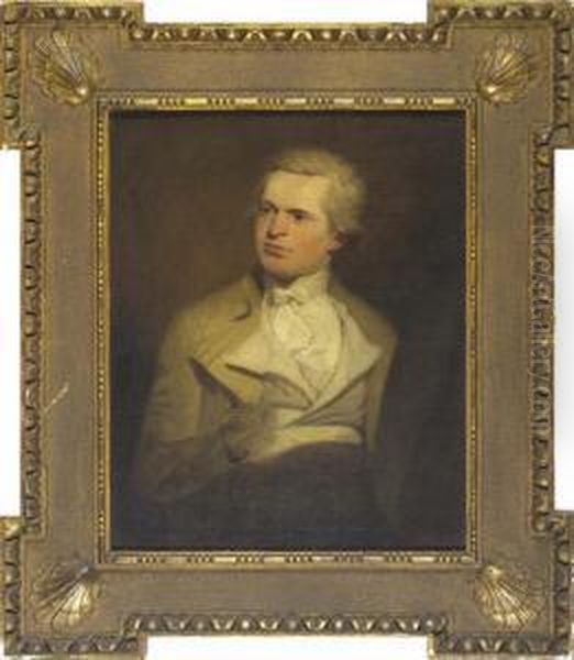 Self Portrait Of The Artist, 
Half Length, Wearing Period Costume And Powdered Wig Inscribed On An Old
 Label Verso, Also Bearing A Further Later Label Giving The Artist's 
Exhibition Details Etc Oil Painting by Samuel de Wilde