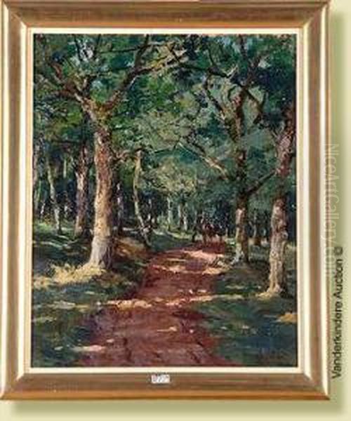 Allee Animee En Foret by Prosper De Wit