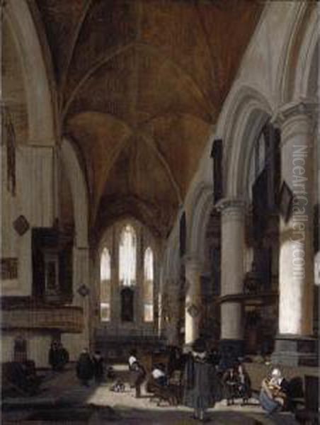 The Interior Of The Oude Kerk, Amsterdam Oil Painting by Emanuel de Witte