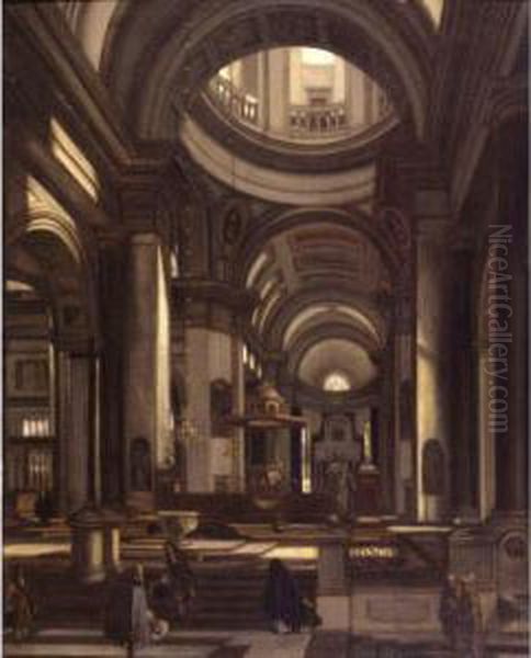 Interior Of A Church Oil Painting by Emanuel de Witte