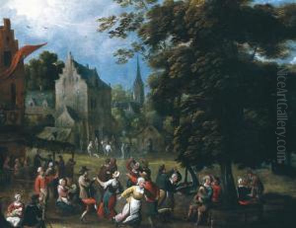 La Danse Villageoise Oil Painting by Caspar Andriaans Van Wittel