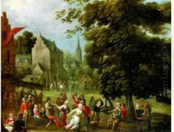 La Danse Villageoise Oil Painting by Caspar Andriaans Van Wittel