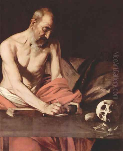 St Jerome 1607 (detail) Oil Painting by Caravaggio