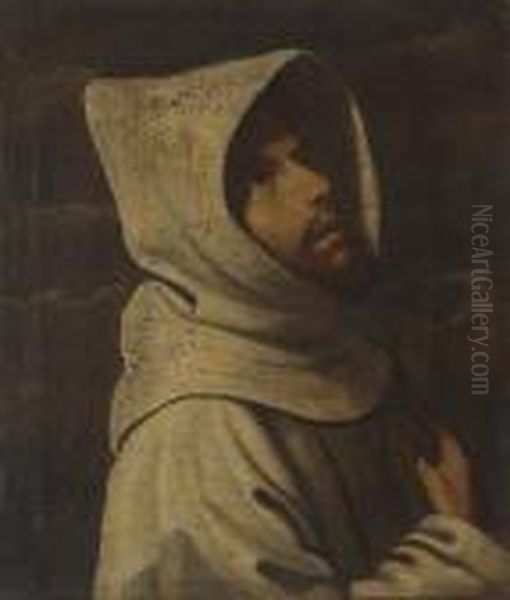 Saint Francis In Meditation Oil Painting by Francisco De Zurbaran