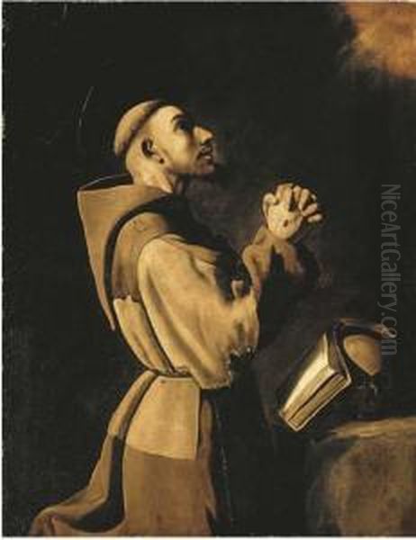 Saint Francis Of Assisi In Prayer Oil Painting by Francisco De Zurbaran