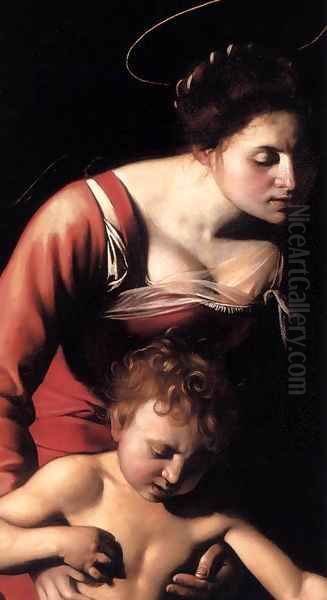 Madonna Palafrenieri (detail) Oil Painting by Caravaggio