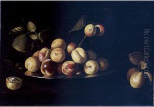 Still Life Of Apricots On A Platter Oil Painting by Juan de Zurbaran