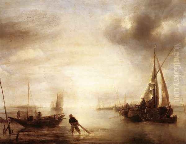 Calm 1650-55 Oil Painting by Jan Van De Capelle