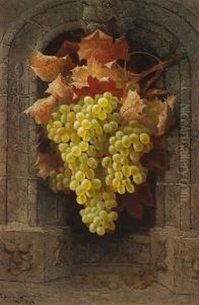 A Still Life With Grapes Oil Painting by Edwin, Edward Deakin