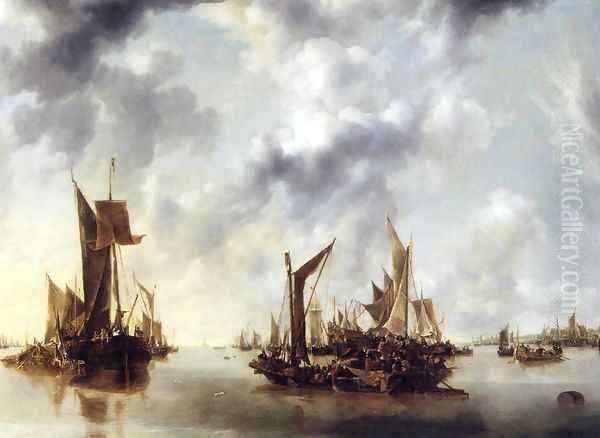 Calm Oil Painting by Jan Van De Capelle