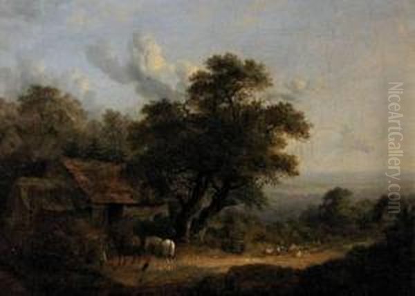 Farm Scene Oil Painting by John Dearman Birchall