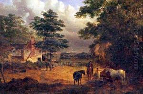 Farm Scene Oil Painting by John Dearman Birchall