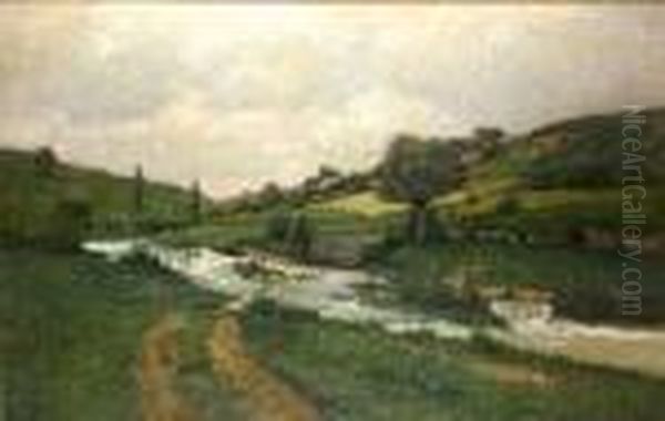 River In A Landscape Oil Painting by Henry Golden Dearth