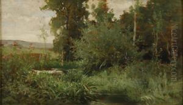 Bord D'etang Verdoyant Oil Painting by Edouard Bernard Debat-Ponsan