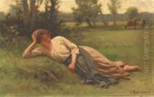 A Rest In The Meadow Oil Painting by Edouard Bernard Debat-Ponsan