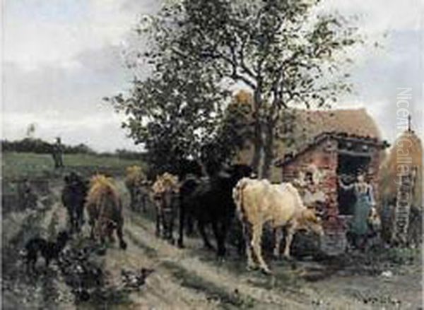 Retour Du Paturage Oil Painting by Edouard Bernard Debat-Ponsan