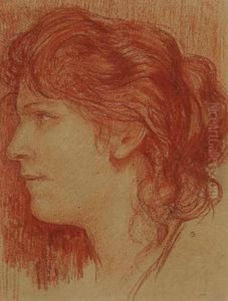 Portrait Of A Lady Oil Painting by Charles Ernest Debelle