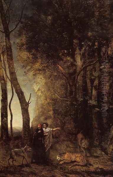 Dante and Virgil Oil Painting by Jean-Baptiste-Camille Corot