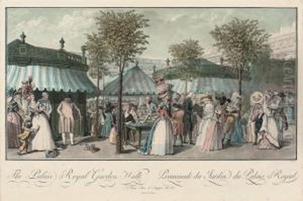 Promenade Du Jardin Du Palais Royal Oil Painting by Philibert-Louis Debucourt