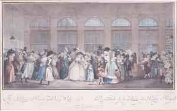 La Promenade Dans La Galerie Du Palais Royal Oil Painting by Philibert-Louis Debucourt