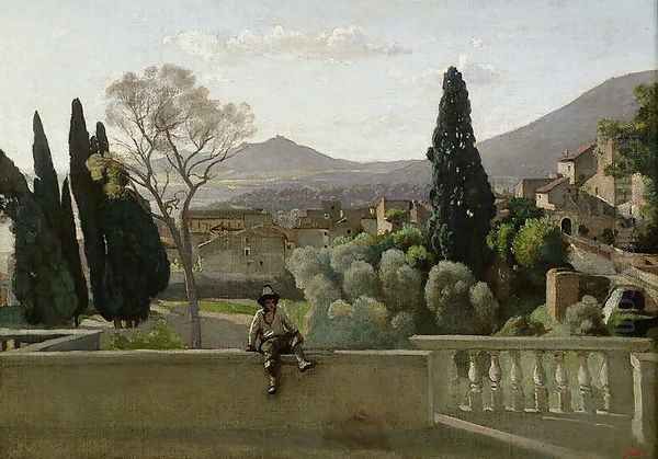 The Gardens of the Villa d'Este, Tivoli, 1843 Oil Painting by Jean-Baptiste-Camille Corot