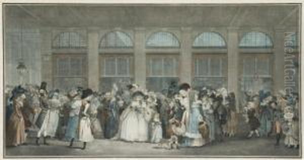 Promenade De La Galerie Du Palais-royal Oil Painting by Philibert-Louis Debucourt