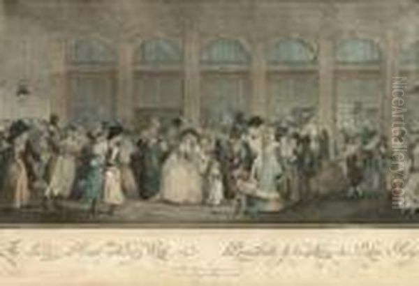 <la Promenade De La Galerie Du Palais Royal>, 1787. Oil Painting by Philibert-Louis Debucourt