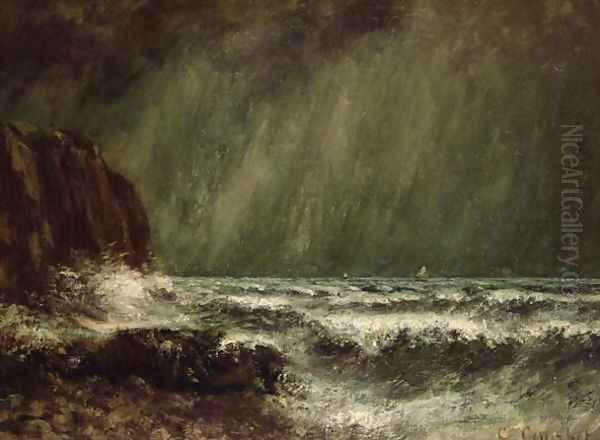 Storm at Sea, 1865 Oil Painting by Jean-Baptiste-Camille Corot