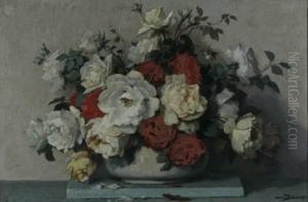 Still Life Withflowers Oil Painting by Maurice Decamps