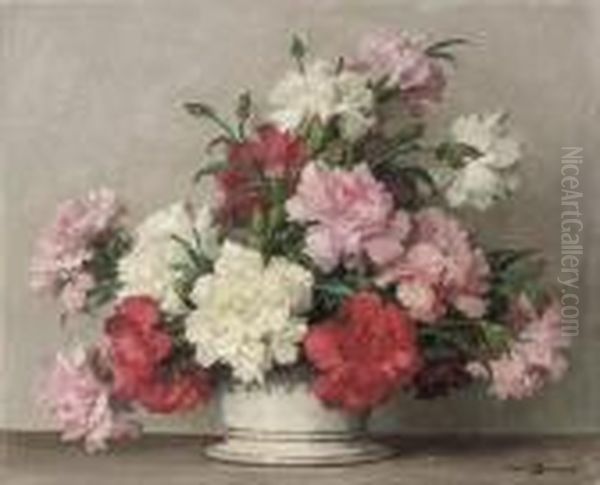 Carnations In A Vase by Maurice Decamps