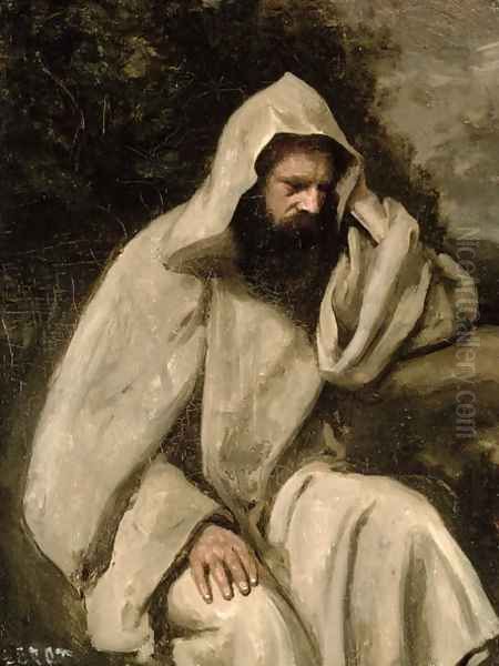 Portrait of a Monk, c.1840-45 Oil Painting by Jean-Baptiste-Camille Corot