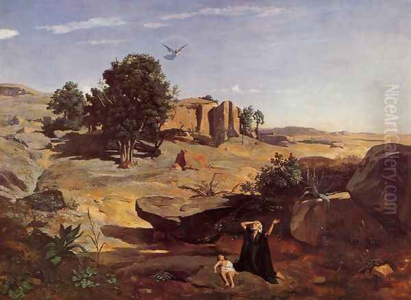 Hagar in the Wilderness Oil Painting by Jean-Baptiste-Camille Corot