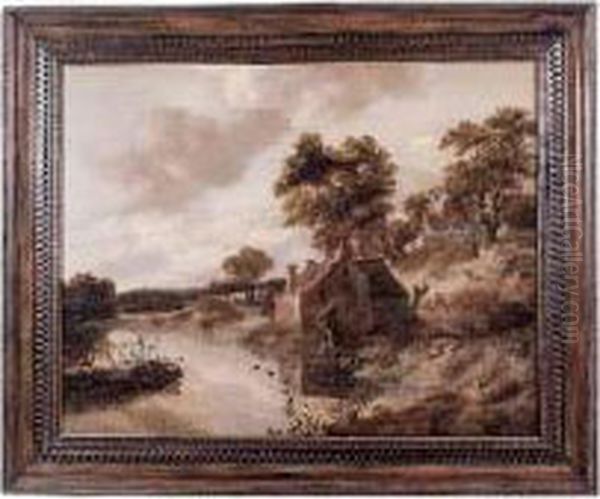 Chaumiere Au Bord De L'eau Oil Painting by Cornelius Decker