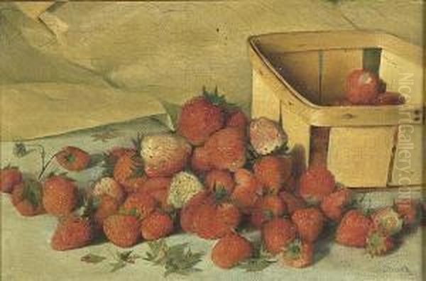 Still Life With Strawberries Oil Painting by Joseph Decker