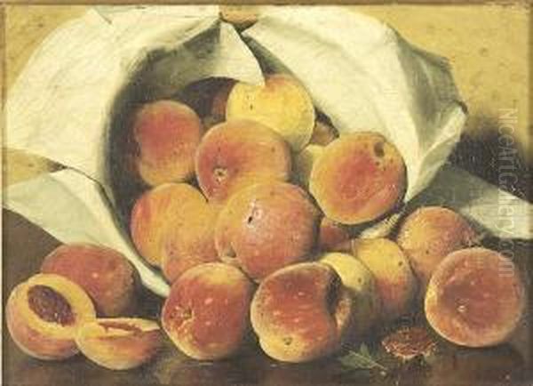 Still Life With Peaches Oil Painting by Joseph Decker