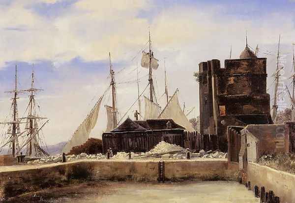 Honfleur - The Old Wharf Oil Painting by Jean-Baptiste-Camille Corot