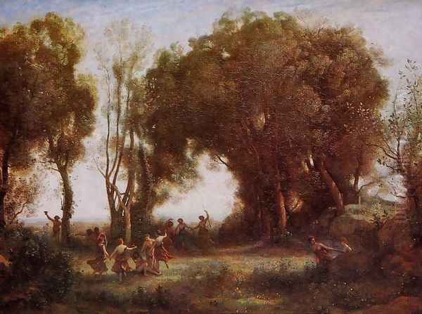 Morning - Dance of the Nymphs Oil Painting by Jean-Baptiste-Camille Corot