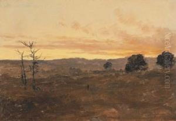 Sunset Oil Painting by Lockwood Deforest