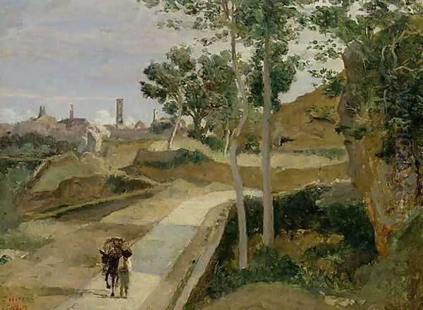 Road from Volterra Oil Painting by Jean-Baptiste-Camille Corot