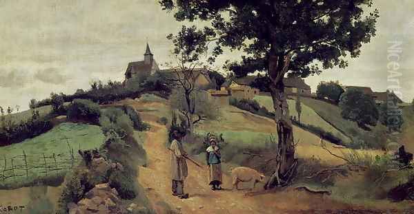 Saint-Andre-en-Morvan, 1842 Oil Painting by Jean-Baptiste-Camille Corot