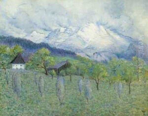 Montagne A Salzburg Oil Painting by William Degouve de Nuncques