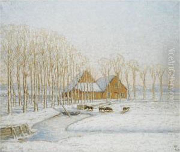 Paysage D'hiver Oil Painting by William Degouve de Nuncques